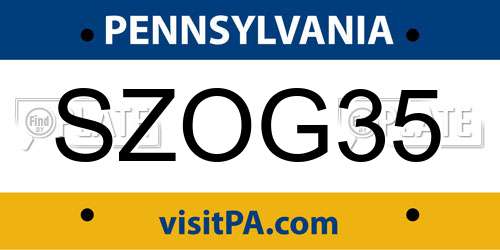 SZOG35 Pennsylvania License Plate