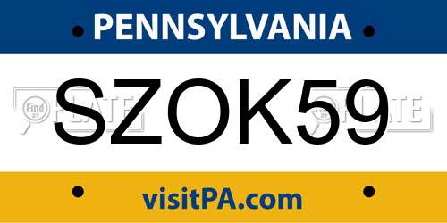 SZOK59 Pennsylvania License Plate