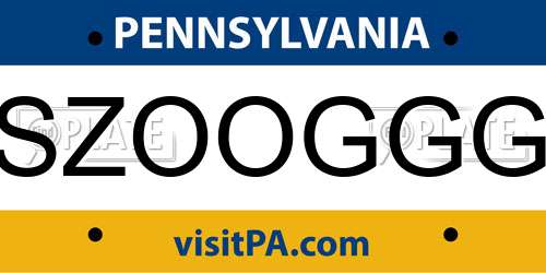 SZOOGGG Pennsylvania License Plate