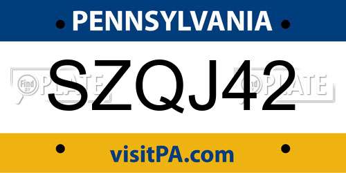 SZQJ42 Pennsylvania License Plate