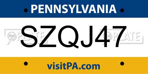SZQJ47 Pennsylvania License Plate