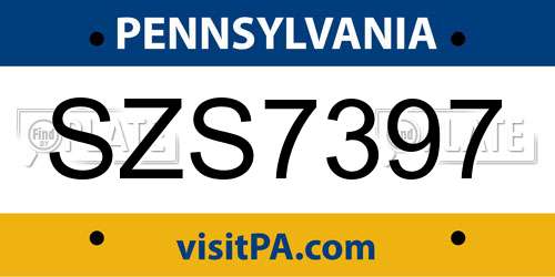SZS7397 Pennsylvania License Plate