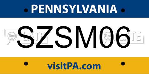 SZSM06 Pennsylvania License Plate