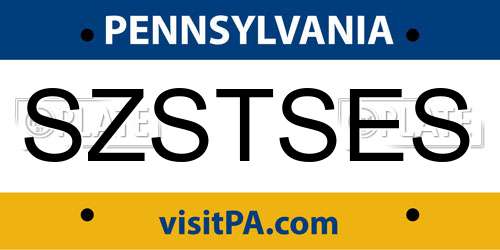 SZSTSES Pennsylvania License Plate
