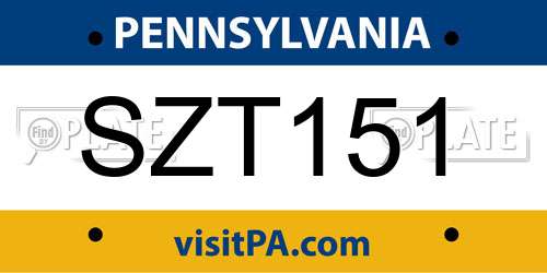 SZT151 Pennsylvania License Plate