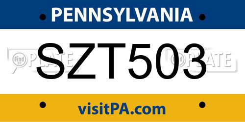SZT503 Pennsylvania License Plate