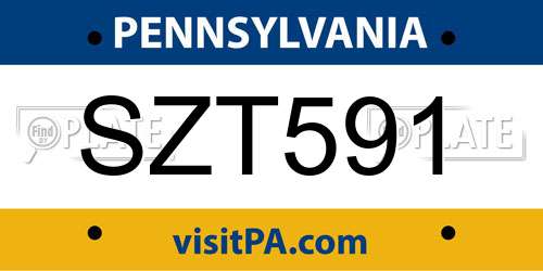 SZT591 Pennsylvania License Plate