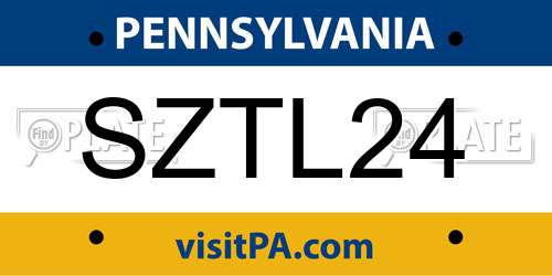 SZTL24 Pennsylvania License Plate