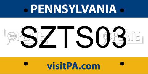 SZTS03 Pennsylvania License Plate