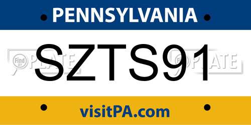 SZTS91 Pennsylvania License Plate