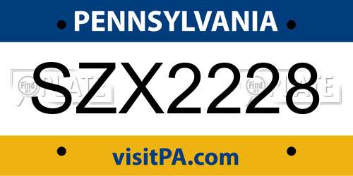 SZX2228 Pennsylvania License Plate