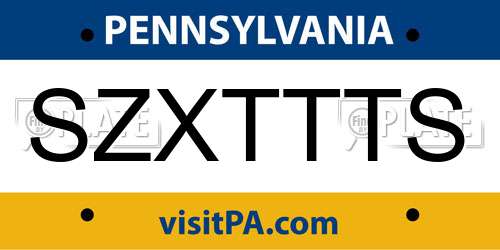 SZXTTTS Pennsylvania License Plate