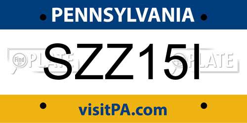 SZZ15I Pennsylvania License Plate