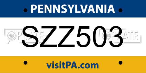 SZZ503 Pennsylvania License Plate