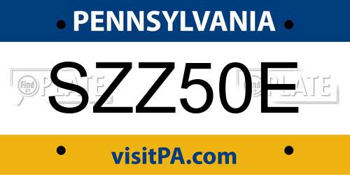 SZZ50E Pennsylvania License Plate