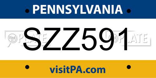 SZZ591 Pennsylvania License Plate