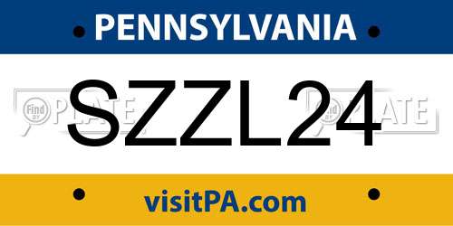 SZZL24 Pennsylvania License Plate