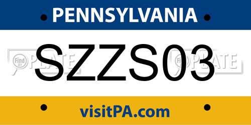 SZZS03 Pennsylvania License Plate