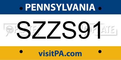 SZZS91 Pennsylvania License Plate