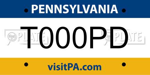 T000PD Pennsylvania License Plate