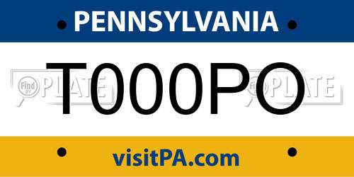 T000PO Pennsylvania License Plate