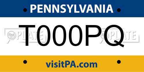 T000PQ Pennsylvania License Plate