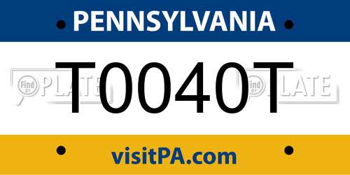 T0040T Pennsylvania License Plate