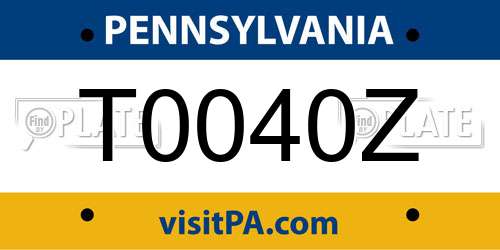 T0040Z Pennsylvania License Plate