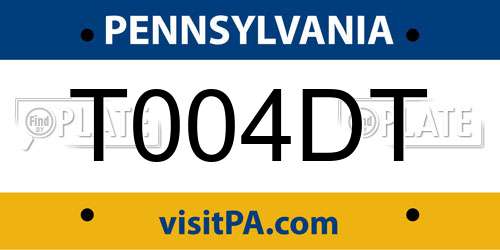 T004DT Pennsylvania License Plate