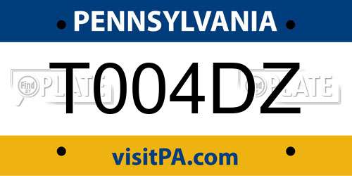 T004DZ Pennsylvania License Plate