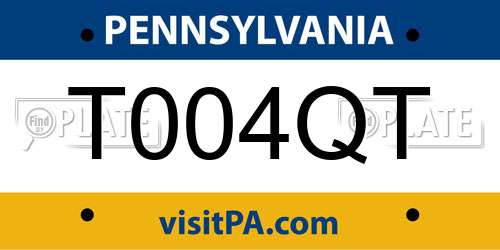 T004QT Pennsylvania License Plate