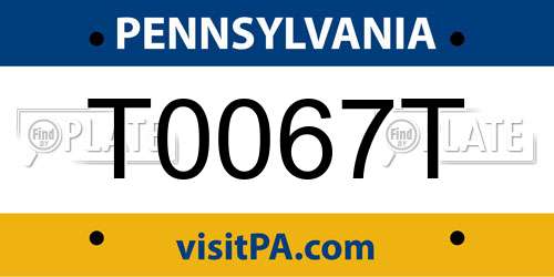 T0067T Pennsylvania License Plate