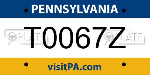 T0067Z Pennsylvania License Plate
