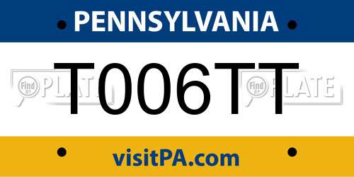 T006TT Pennsylvania License Plate