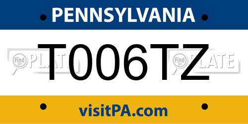 T006TZ Pennsylvania License Plate
