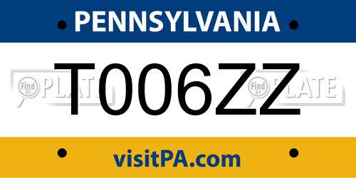 T006ZZ Pennsylvania License Plate