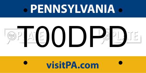 T00DPD Pennsylvania License Plate