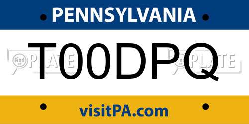 T00DPQ Pennsylvania License Plate