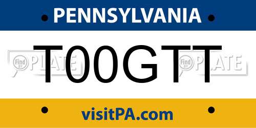 T00GTT Pennsylvania License Plate