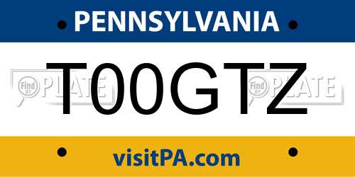 T00GTZ Pennsylvania License Plate