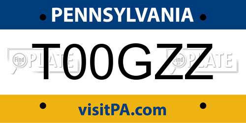 T00GZZ Pennsylvania License Plate