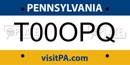 T00OPQ Pennsylvania License Plate