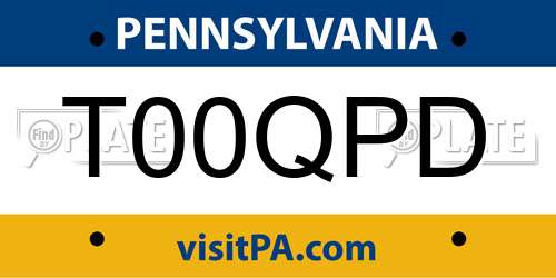 T00QPD Pennsylvania License Plate