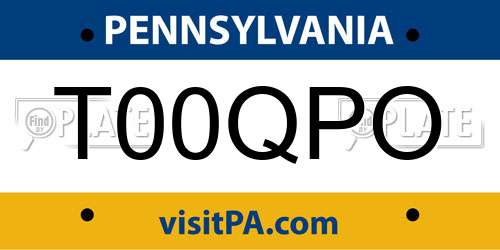T00QPO Pennsylvania License Plate