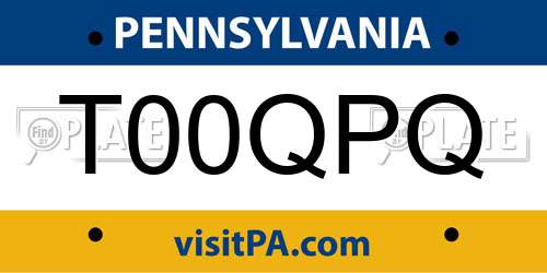 T00QPQ Pennsylvania License Plate