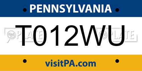 T012WU Pennsylvania License Plate