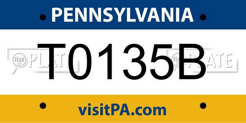 T0135B Pennsylvania License Plate