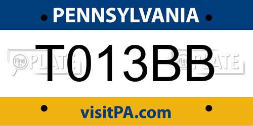 T013BB Pennsylvania License Plate