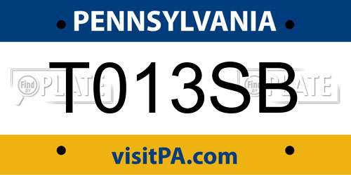 T013SB Pennsylvania License Plate