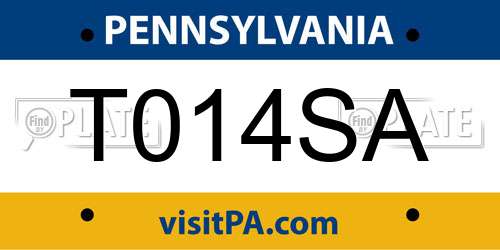 T014SA Pennsylvania License Plate